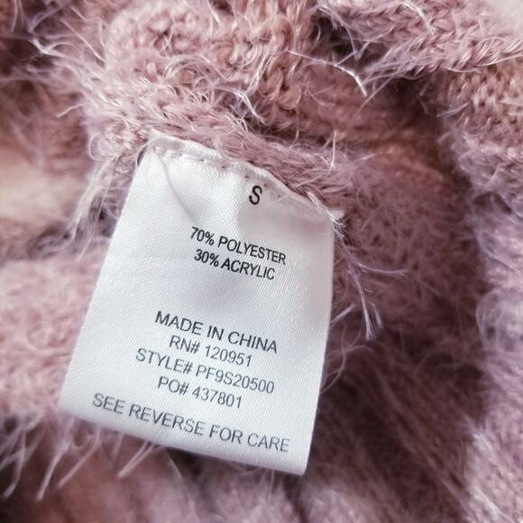 Pink Rose Pullover Stripes Eyelash Knit Sweater Long Sleeves - Picture 10 of 11